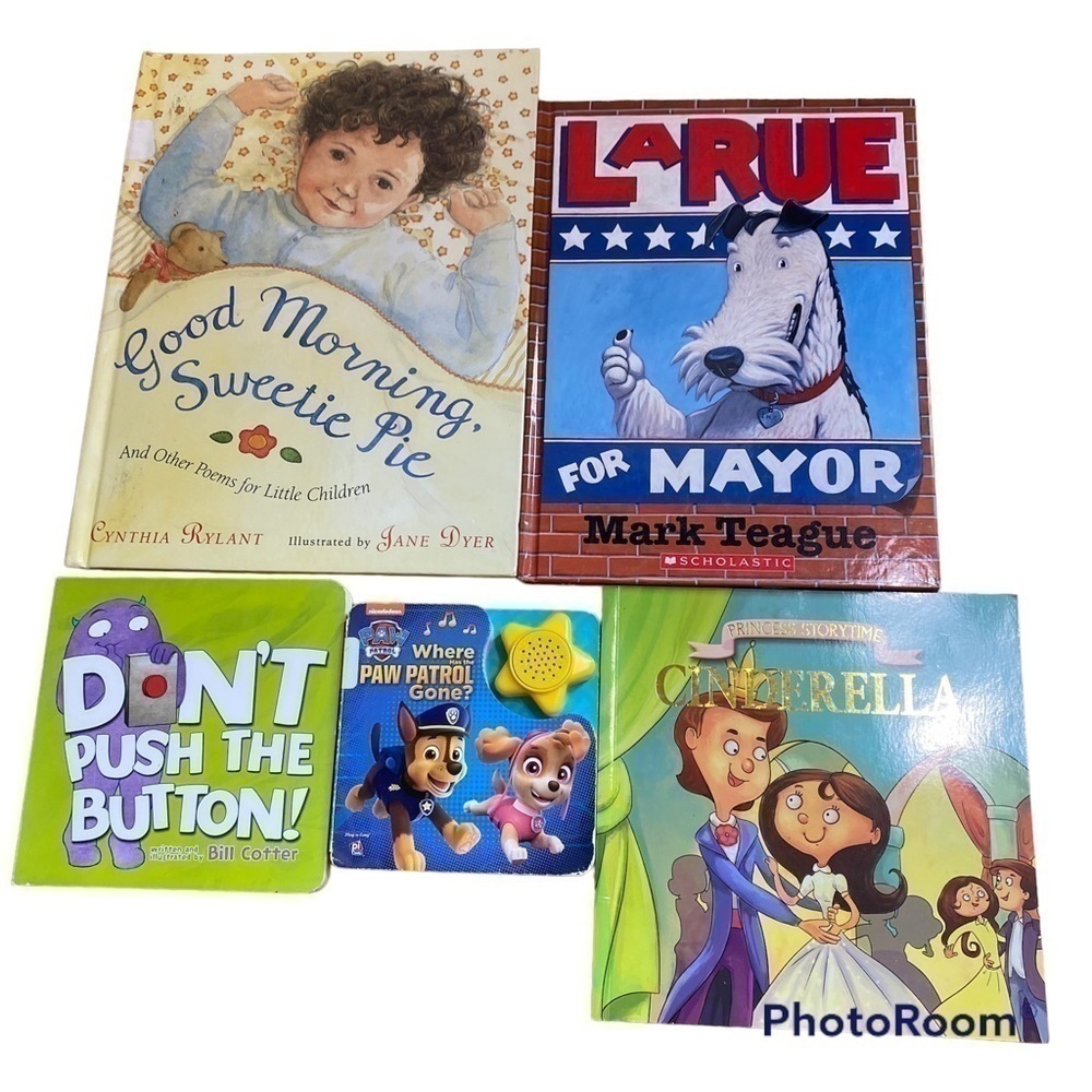 Paw Patrol Music Book Bundle Cinderella Don’t Push the Button LaRue Good Morning